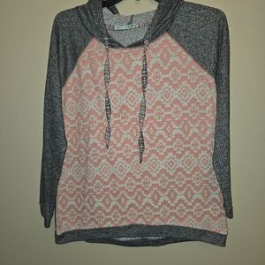 Maurices Textured Hoodie with Pink Aztex Design